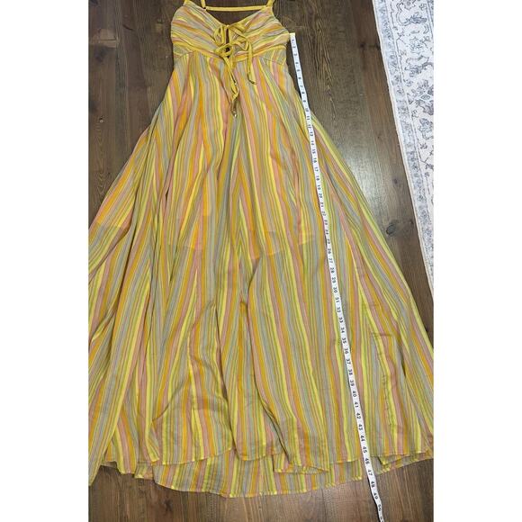 FREE PEOPLE "Opposites Attract" Yellow Stripped Dress ANTHROPOLOGIE Sz Small - Picture 5 of 7